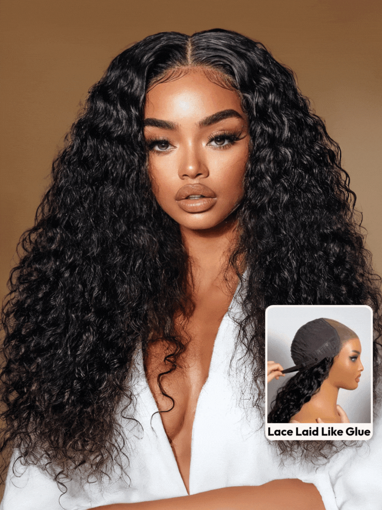 UNice Bye-Bye Slip™ Wig Black Water Wave Flexible Mesh Cap Wig with Secure Silicone Strips and Drawstring