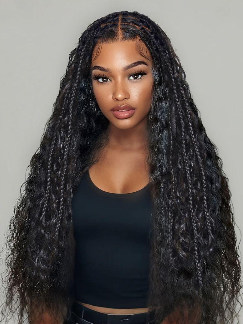 UNice 30 Inch 13x4 Pre Everything™ Pre-Cut Lace Front Pre-Braided Water Wave Style Drawstring Wig With Baby Hair