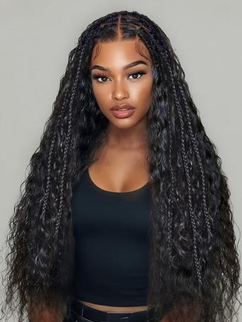 UNice 30 Inch 13x4 Pre Everything™ Pre-Cut Lace Front Pre-Braided Water Wave Style Drawstring Wig With Baby Hair