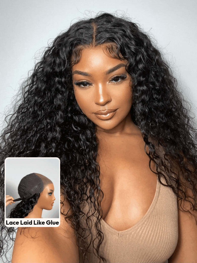 UNice 7x5 Bye-Bye Slip™ & 13x4 Pre-Everything™ HD Lace Pull & Go Glueless Water Wave With Secure Silicone Strips and Drawstring With Free Baby Hair