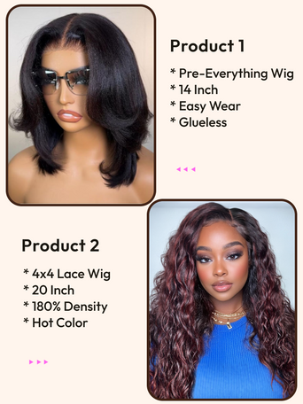 2 Wigs $149 for Pre-Everything Lace Wig 14" And 4x4 Lace 20" Wigs