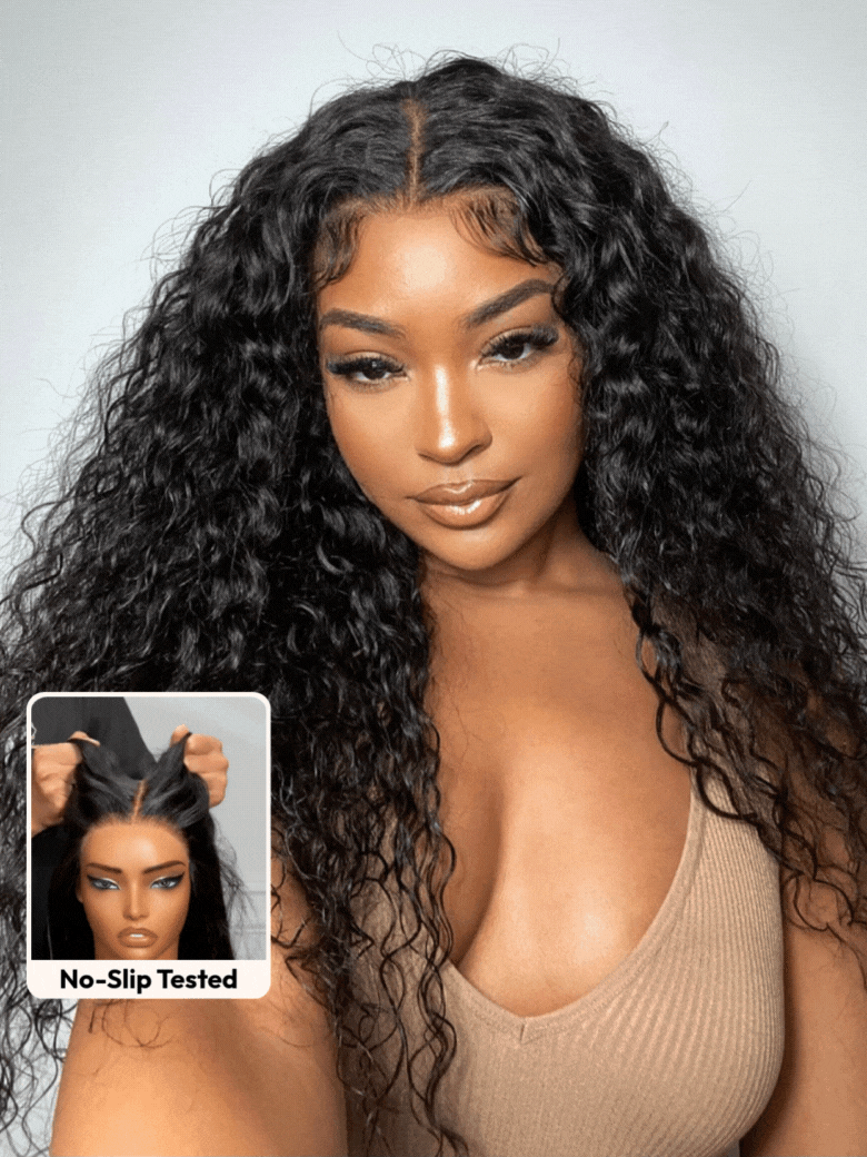 UNice 7x5 Bye-Bye Slip™ & 13x4 Pre-Everything™ HD Lace Pull & Go Glueless Water Wave With Secure Silicone Strips and Drawstring With Free Baby Hair