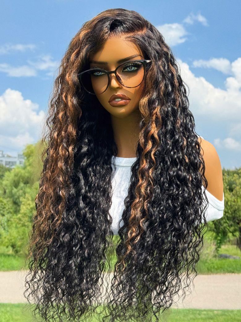 UNice EasiContour™ V Part Minimal Glueless Curly Glueless Wig With Invisi Drawstring 100% Human Hair 150% Density