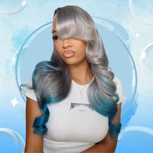 Grey Hair With Blue Highlights