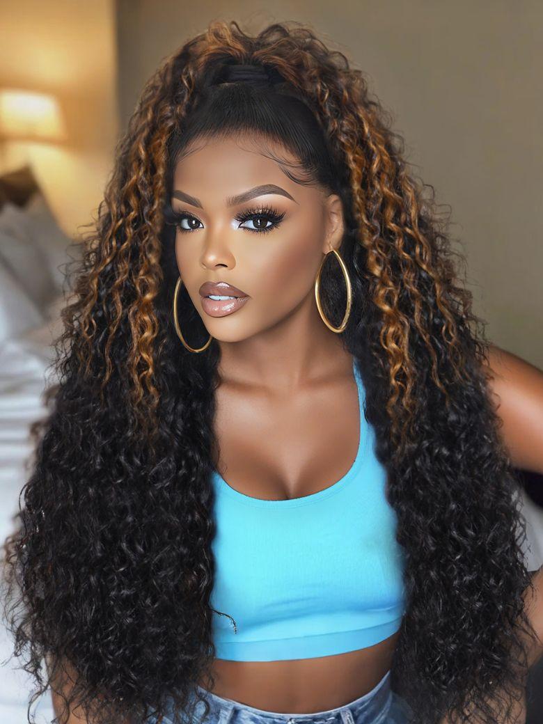 UNice EasiContour™ V Part Minimal Glueless Curly Glueless Wig With Invisi Drawstring 100% Human Hair 150% Density