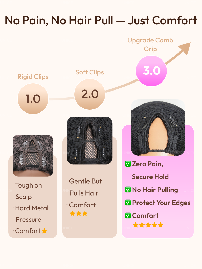 UNice InvisiBlend™ V part Glueless Natural Black Glueless Body Wave Wig Protect Your Natural Hair