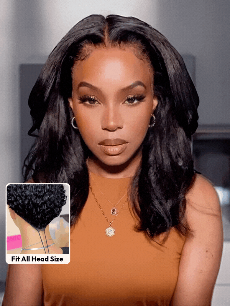 UNice InvisiBlend™ V part Kinky Straight Natural Black Wig Protect Your Natural Hair