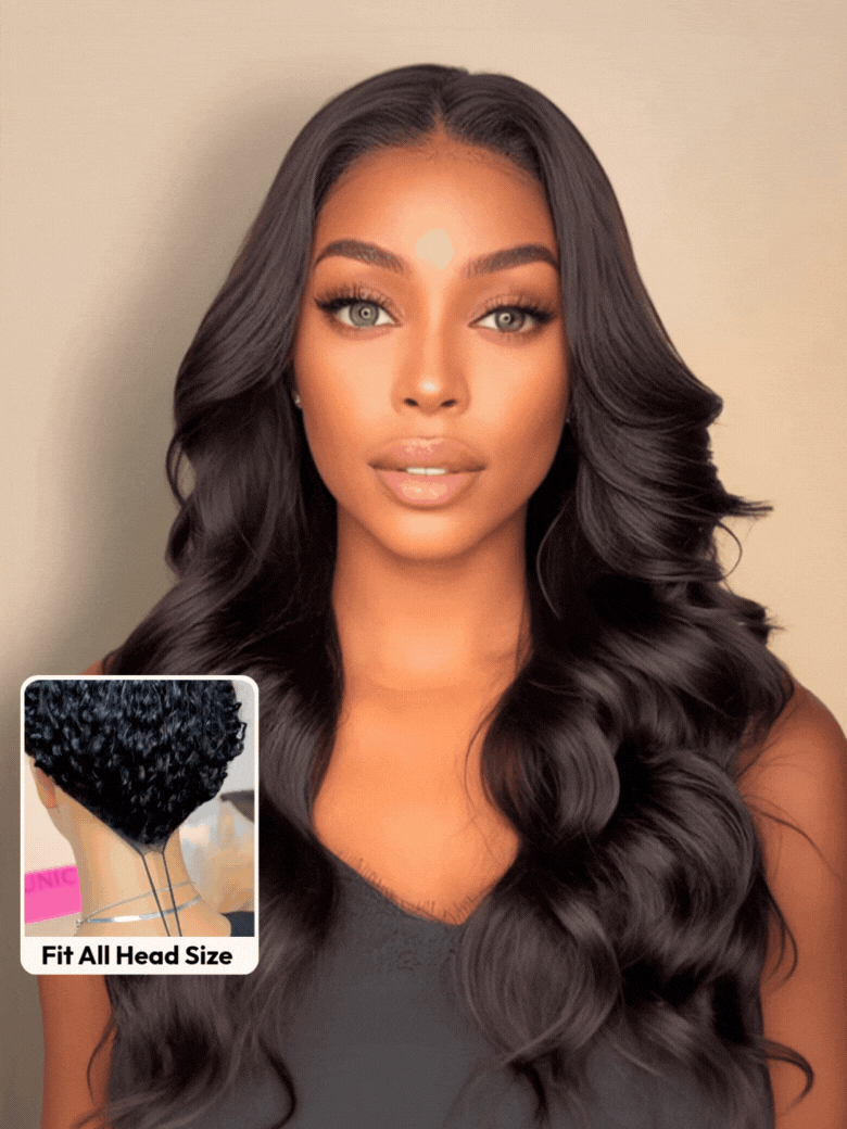 UNice InvisiBlend™ V part Natural Black Glueless Body Wave Wig Protect Your Natural Hair