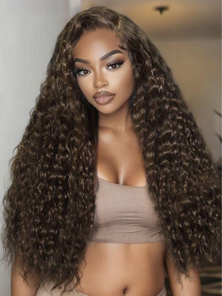 UNice 13x4 Pre-Everything™ Lace Frontal Chestnut Brown Water Wave Glueless Drawstring Wig