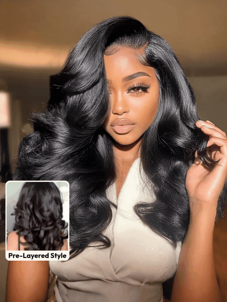 UNice Bye-Bye Slip™ Wig Feathered Layer Side Part 200% Density Wig with Secure Silicone Strips and Drawstring