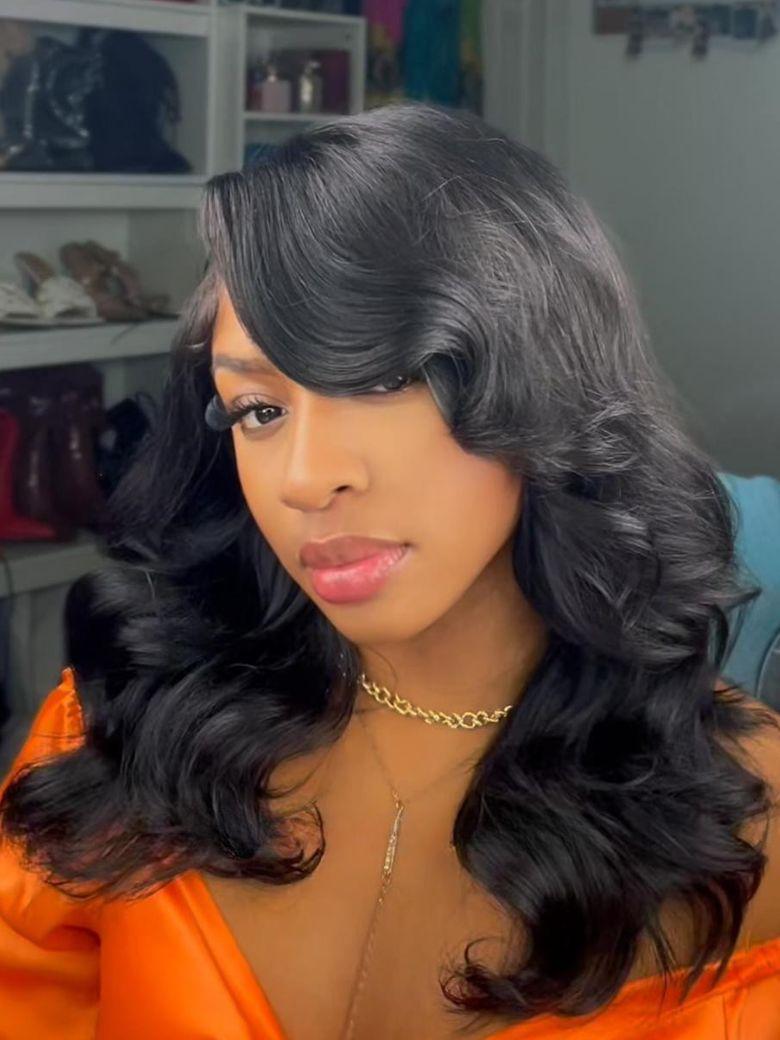 UNice Bye-Bye Slip™ Wig Feathered Layer Side Part 200% Density Wig with Secure Silicone Strips and Drawstring