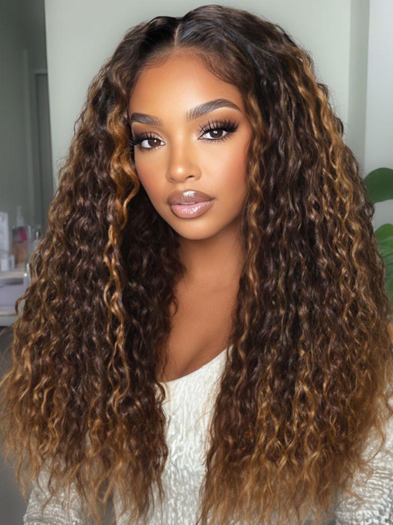 UNice EasiContour™ V Part Minimal Glueless Curly Glueless Wig With Invisi Drawstring 100% Human Hair 150% Density