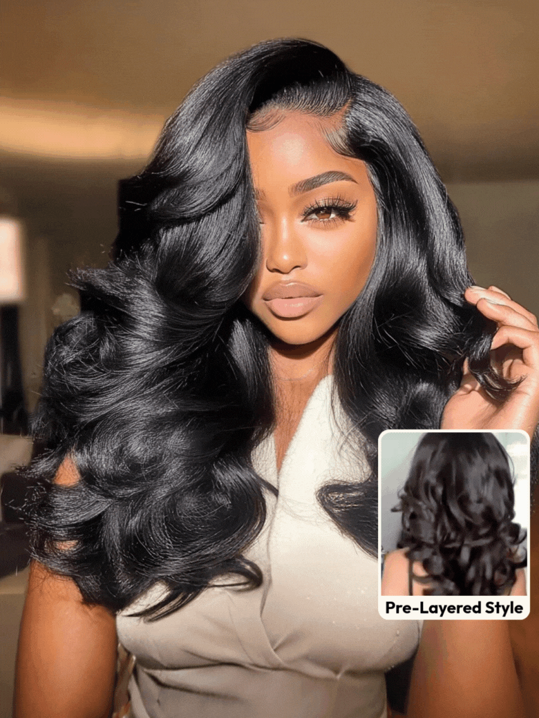 UNice Bye-Bye Slip™ Wig Feathered Layer Side Part 200% Density Wig with Secure Silicone Strips and Drawstring