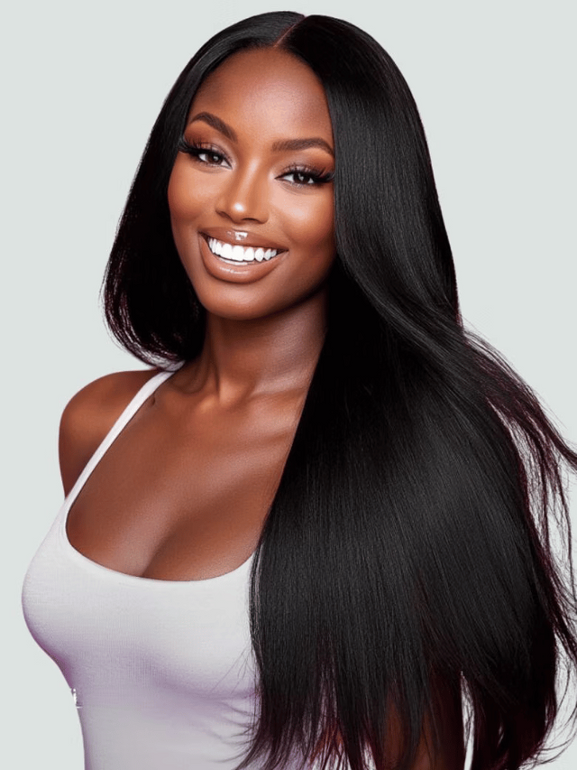 UNice EasiContour™ V Part Glueless Yaki Straight Wig With Invisi Drawstring 100% Human Hair 150% & 180% Density