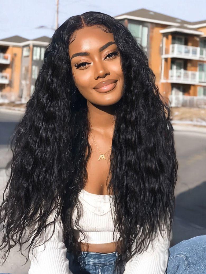 UNice 13x4 Pre-Everything™ Lace Frontal Black Breezy Wave Wig with Invisi Drawstring