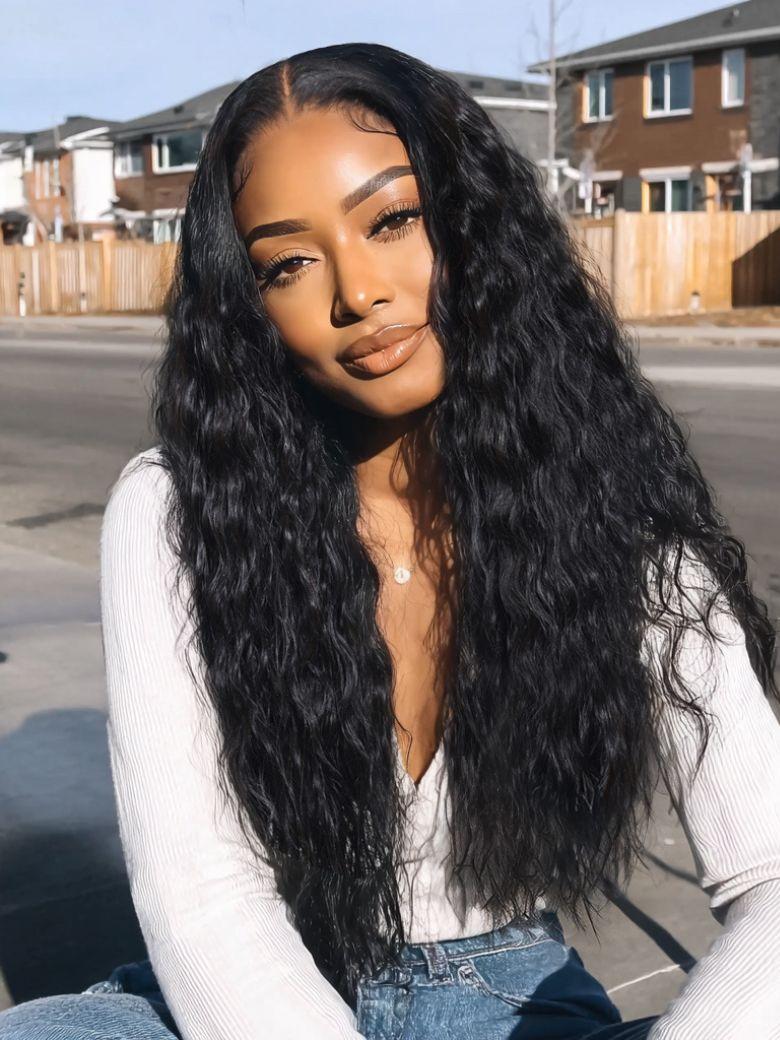 UNice 13x4 Pre-Everything™ Lace Frontal Black Side Part Layered Straight Drawstring Wig With Side-Swept Bangs