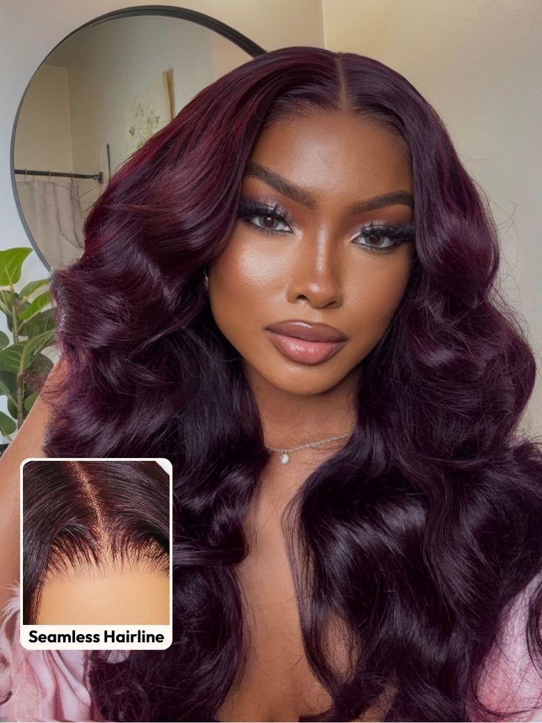 UNice 7x5 Bye-Bye Knots™ & 13x4 Pre-Everything™ Lace Frontal Purple Black Cherry Layered Straight & Loose Wave With Invisi Drawstring Wig