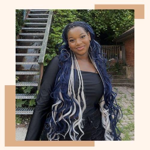 Blue & White French Curls Braids