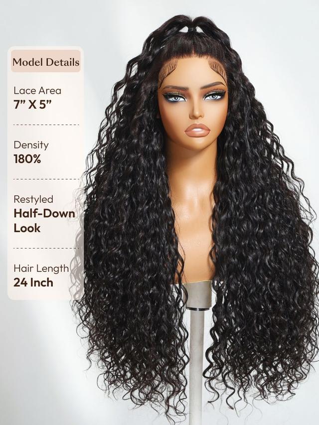 UNice 7x5 Bye-Bye Knots™ Wig Quick Glueless & HD Lace Wet & Wavy Water Wave Invisible Knots With Invisi Drawstring With Baby Hair