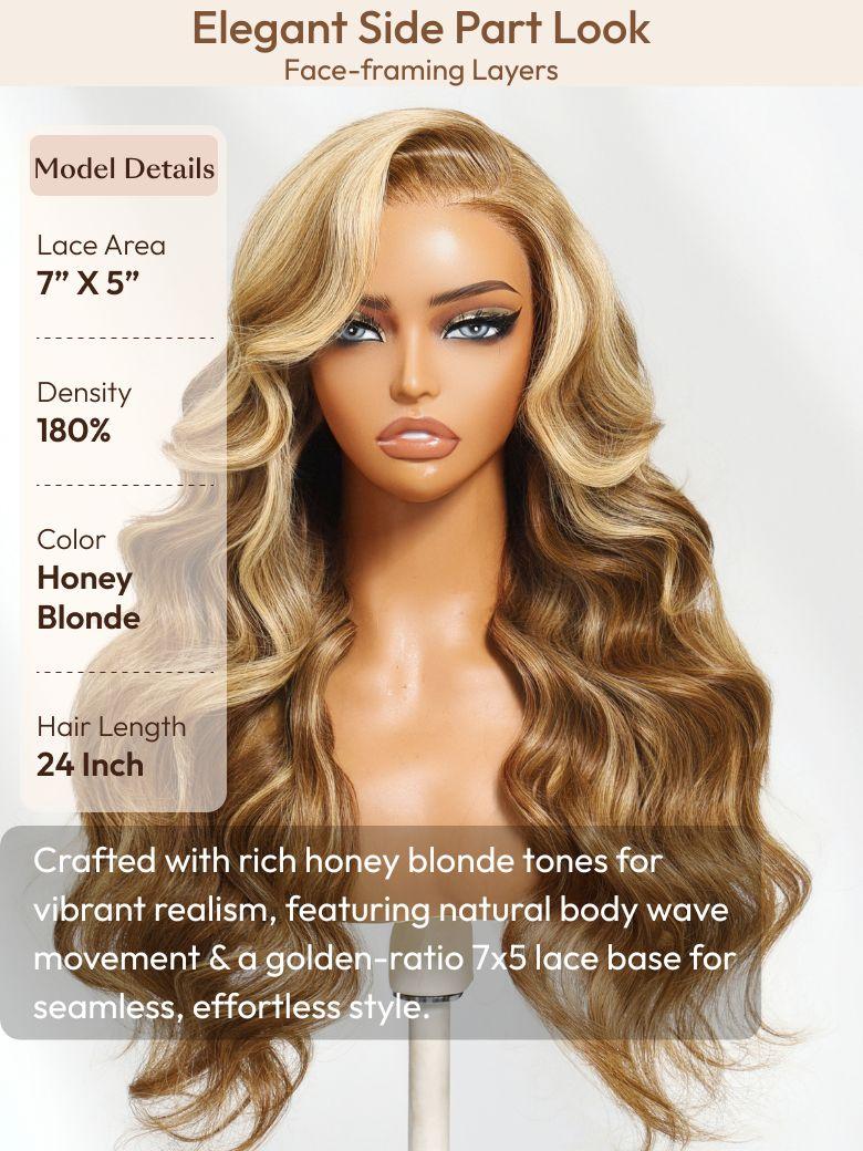 UNice Bye-Bye Knots Wig Pre-Cut 7x5 Glueless Lace & 13x4 Pre Everything Honey Blonde Body Wave Drawstring Wig