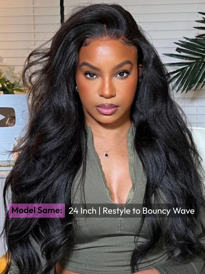UNice Bye Bye Knots™ Wig 7x5 Glueless Lace Black Yaki Straight Wig With Elastic Drawstring 360 Cozy Hug