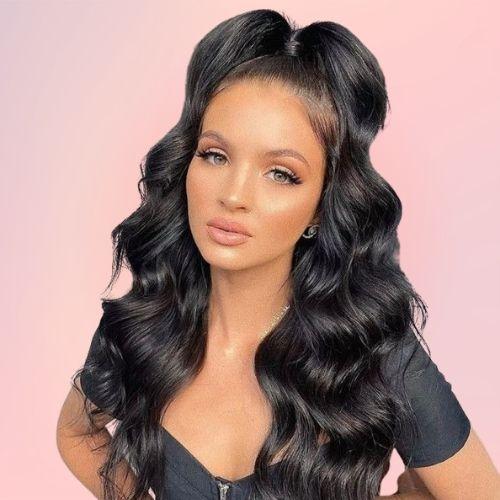 Half-up, half-down with Bombshell Curls