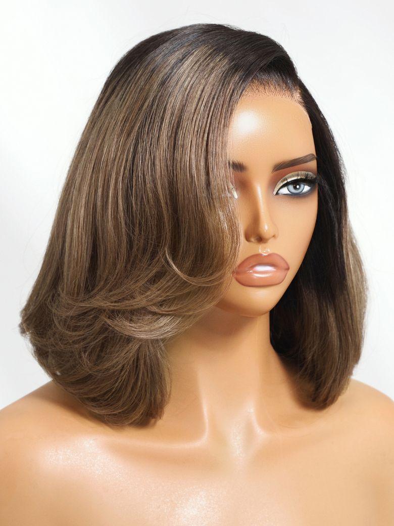 UNice Bye-Bye Knots™ 7x5 Lace Black Cherry Glueless Bob Drawstring Wig with Curtain Bangs