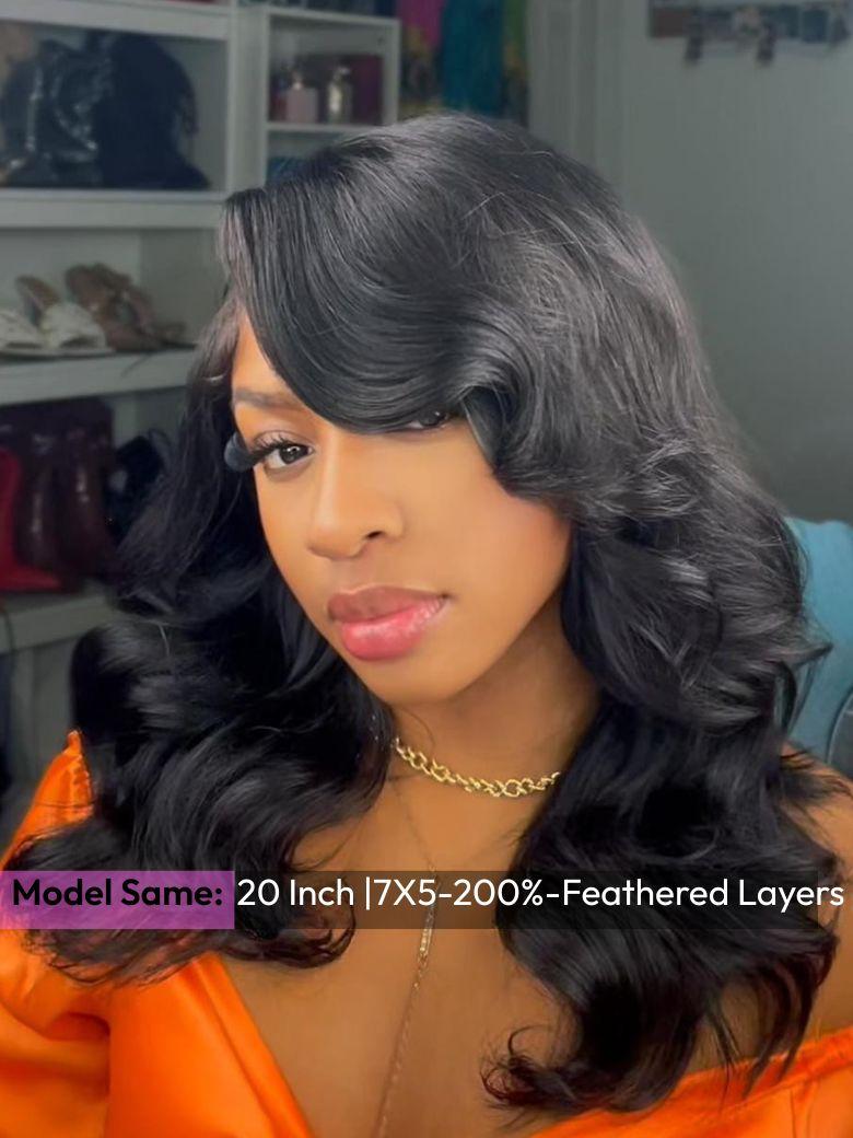 UNice HD Real Scalp™ Wig & Feathered Layers Drawstring Wig 13x4 &7x5 Invisible Lace Frontal Loose Wave with Face Framing Curtain Bangs