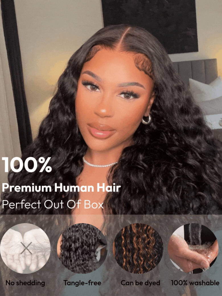 UNice 7x5 Bye-Bye Knots™ & 13x4 HD Lace Pull & Go Glueless Water Wave Grip Wig With Secure Silicone Strips and Drawstring With Baby Hair