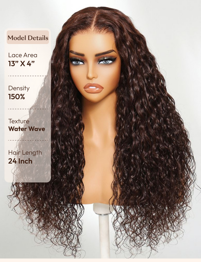 UNice 13x4 Pre-Everything™ Lace Frontal Auburn Brown Loose Wave Wig with Invisi Drawstring & Face Framing Layers 150% Density