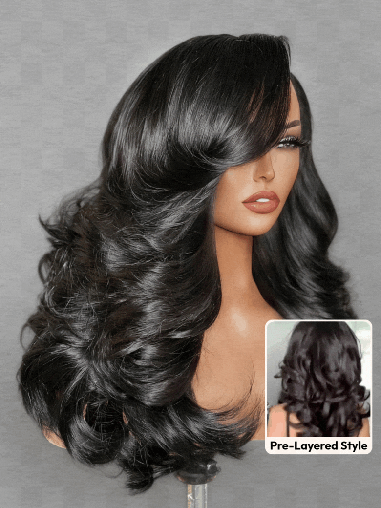 UNice Bye-Bye Slip™ & 13x4 Pre Everything Wig Feathered Layer Side Part 200% Density Wig with Secure Silicone Strips and Drawstring