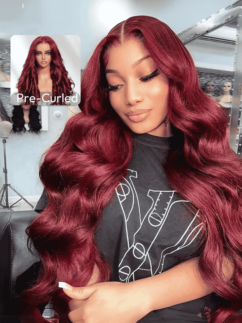 13x4 Pre-Everything Lace Frontal Burgundy Loose Wave 150% Density