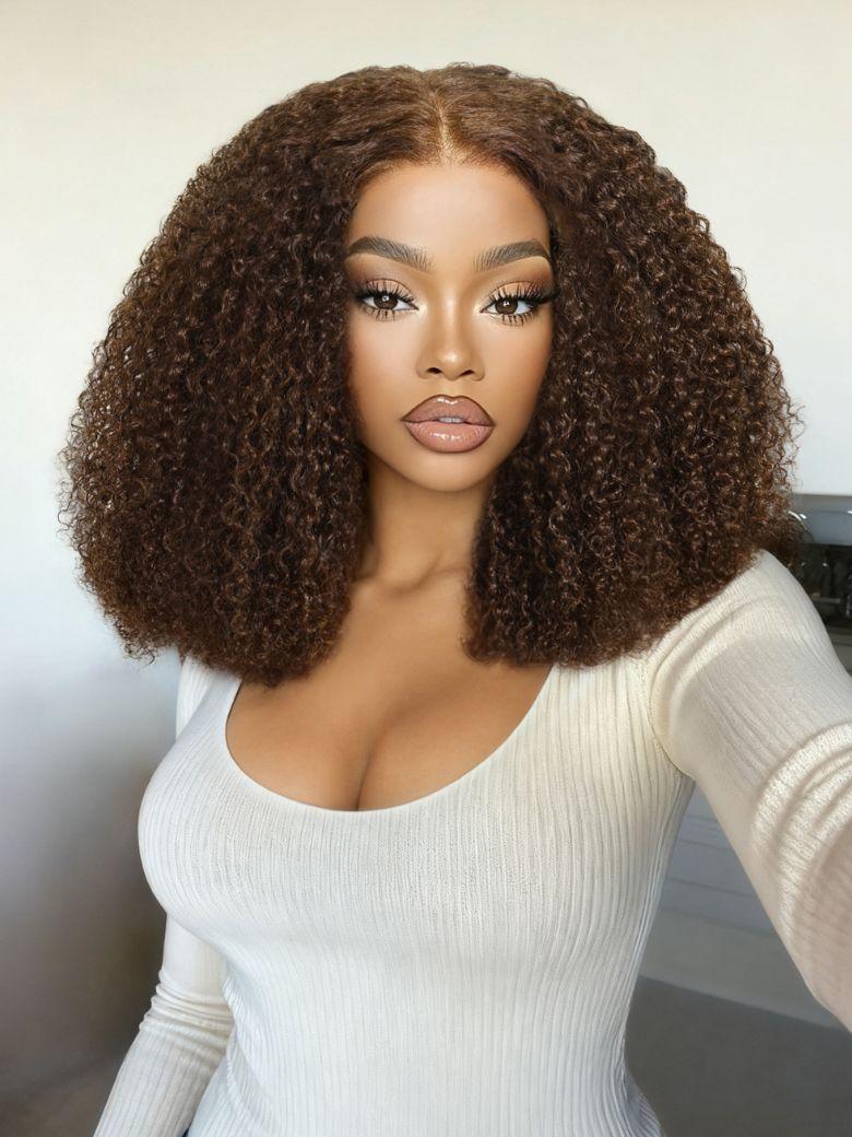 UNice 13x4 Pre-Everything™ Lace Frontal Dark Brown Afro Kinky Curly Glueless Drawstring Wig