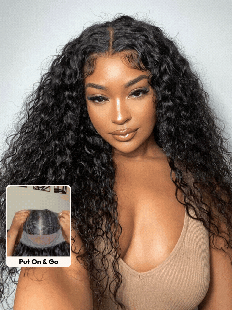 UNice 7x5 Bye-Bye Knots™ & 13x4 HD Lace Put On And Go Glueless Water Wave Grip Wig With Secure Silicone Strips and Drawstring With Baby Hair