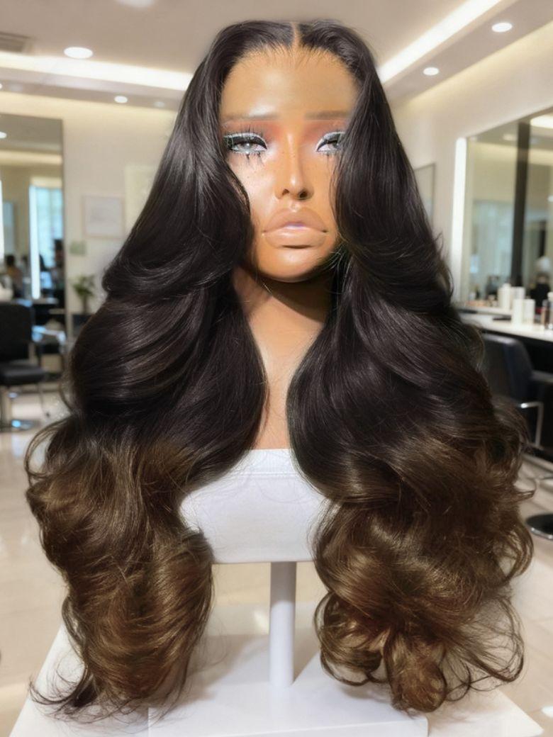 [From 18 Inch] 13x4 Pre-Everything™ Lace Frontal Chestnut Brown Ombre Loose Wave Drawstring Wig with Face Framing Layers