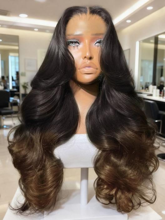 UNice 13x4 Pre-Everything™ Lace Frontal Chestnut Brown Ombre Loose Wave Drawstring Wig with Face Framing Layers