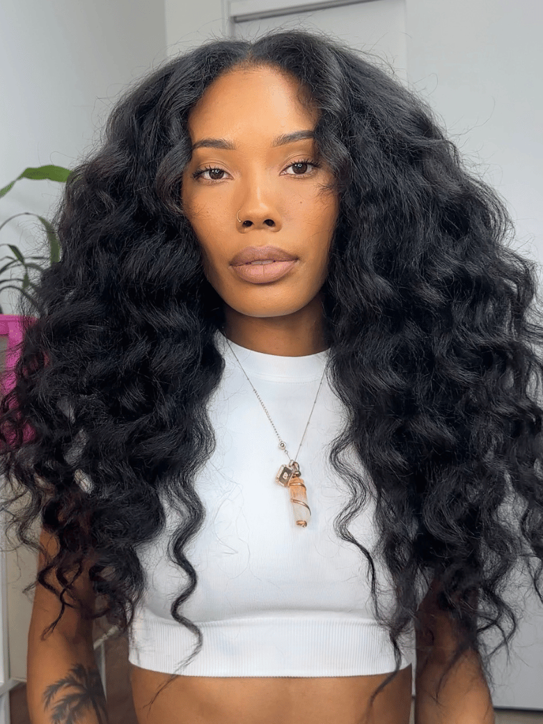 [24"=$79] UNice InvisiBlend™ V part Kinky Straight Natural Black Wig Protect Your Natural Hair