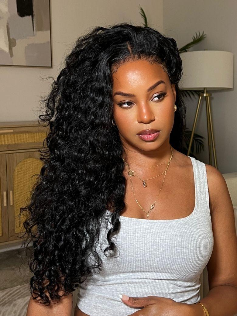 UNice 7x5 Bye-Bye Slip™ Put On And Go Glueless Water Wave Drawstring Wig With Baby Hair
