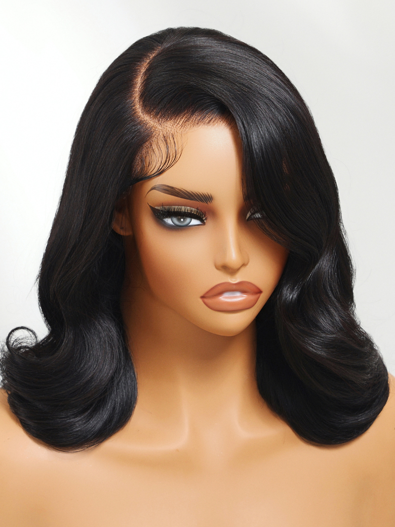 UNice 13x4 Pre-Everything™ Lace Frontal Natural Black Retro Bob Wig With Invisi Drawstring