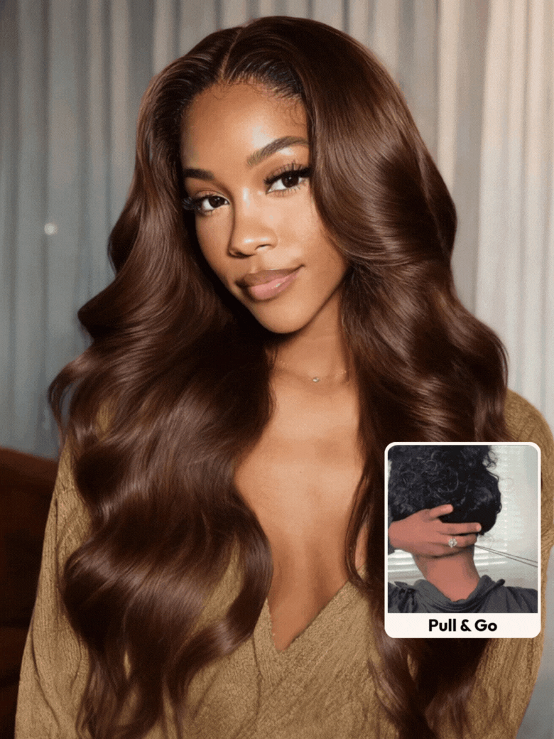 UNice 13x4 Pre-Everything™ Lace Frontal Auburn Brown Loose Wave& Water Wave Wig with Invisi Drawstring & Face Framing Layers 150% Density
