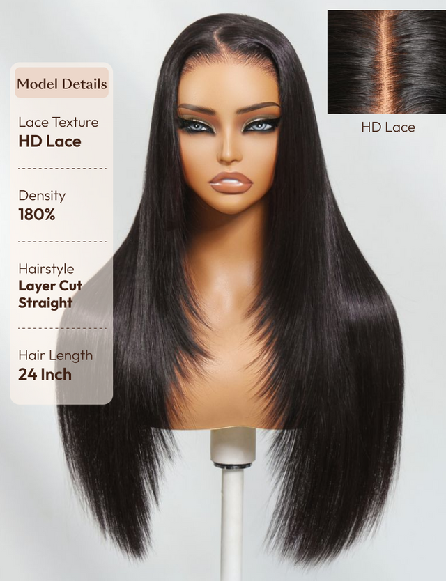 UNice Bye Bye Knots Wig 13x4 Glueless Lace Black Straight Bleached Knots Wig No Baby Hair 150% Density