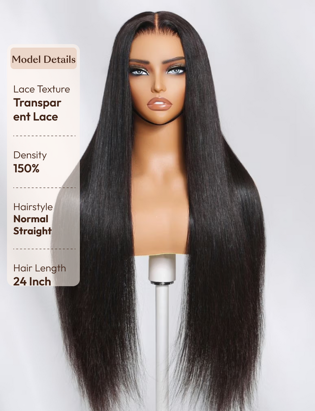UNice Bye Bye Knots Wig 13x4 Glueless Lace Black Straight Bleached Knots Wig No Baby Hair 150% Density