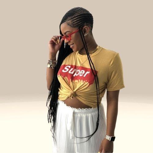 Side Part Feed In Braids