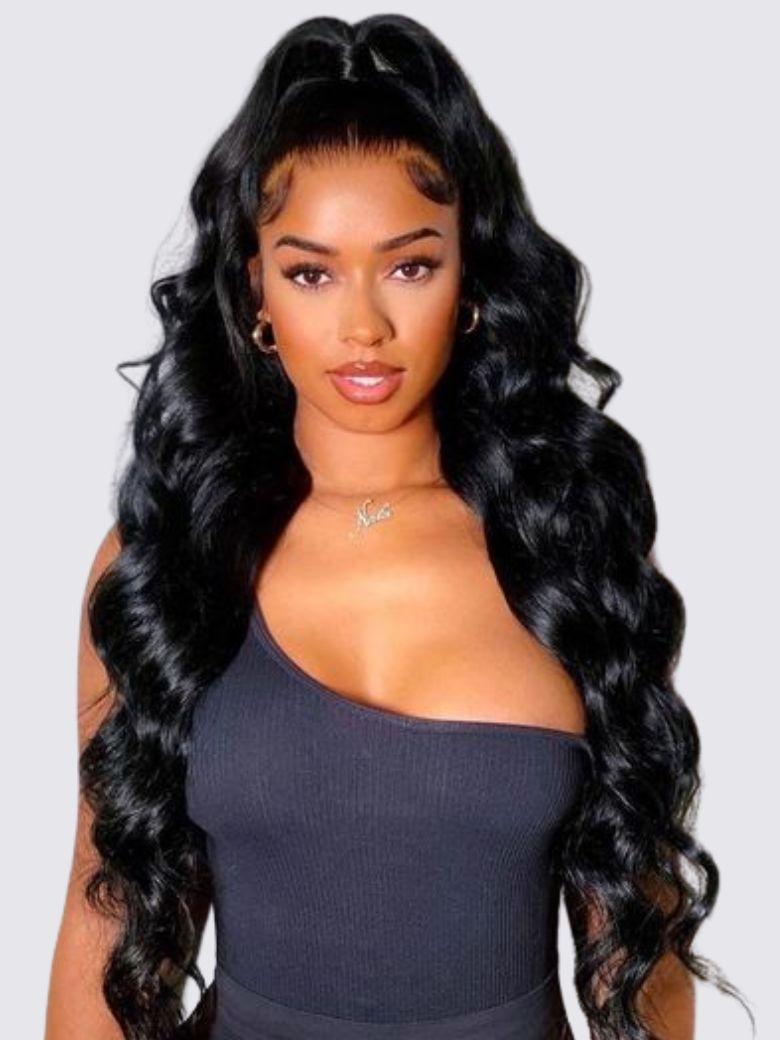 UNice 13x4 Lace Frontal With Body Wave Human Hair Bundle For Frontal Ponytail Style