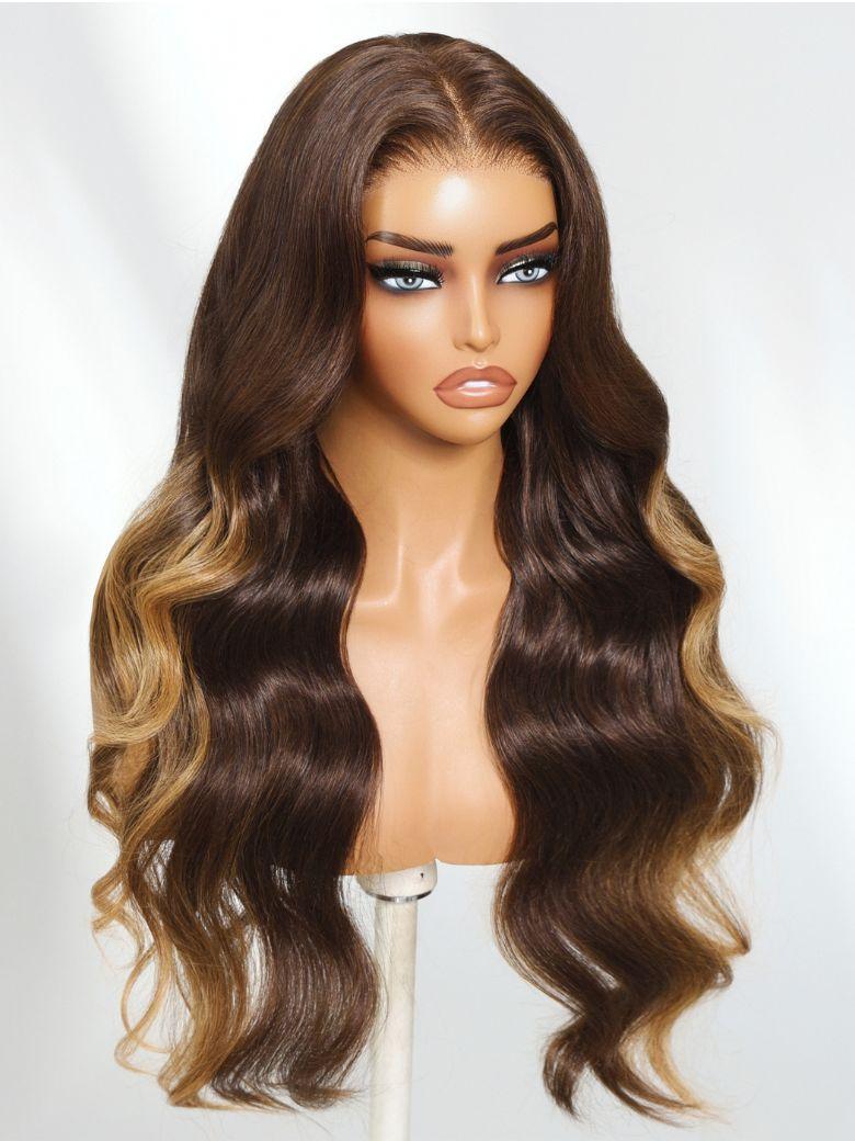UNice Bye-Bye Knots™ 7x5 Lace Dark Auburn Side Part Big Bouncy Wave Wig with Invisi Drawstring