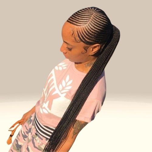Side Part Braided Ponytail