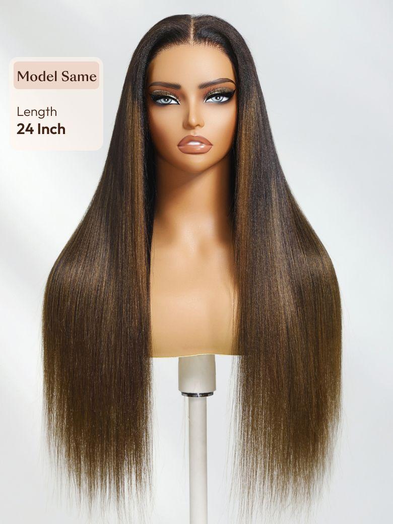 UNice Bye Bye Knots™ Wig 7x5 Glueless Lace Black Yaki Straight Wig With Elastic Drawstring 360 Cozy Hug