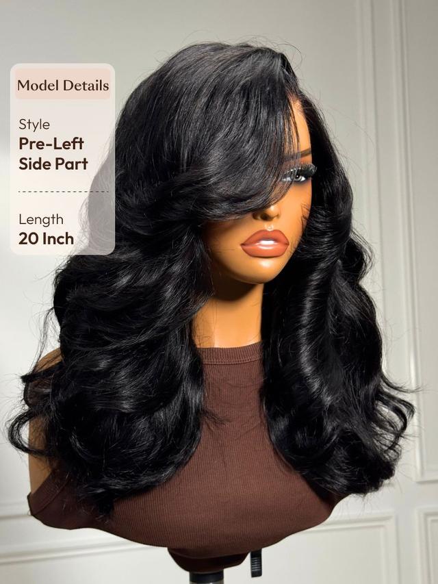 UNice Bye-Bye Slip™ Wig Feathered Layer Left Side Part 200% Density Wig with Secure Silicone Strips and Drawstring