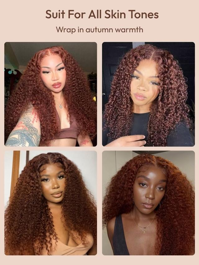 UNice 7x5 Bye-Bye Knots™ Wig Glueless Lace Sunset Jerry Curly & 13x4 Pre Everything Kinky Curly for Reddish Brown Drawstring Wig With Bleached Knots