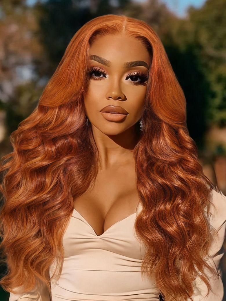 UNice 13x4 Pre-Everything™ Lace Frontal Burnt Orange Ombre Body Wave Drawstring Glueless Wig